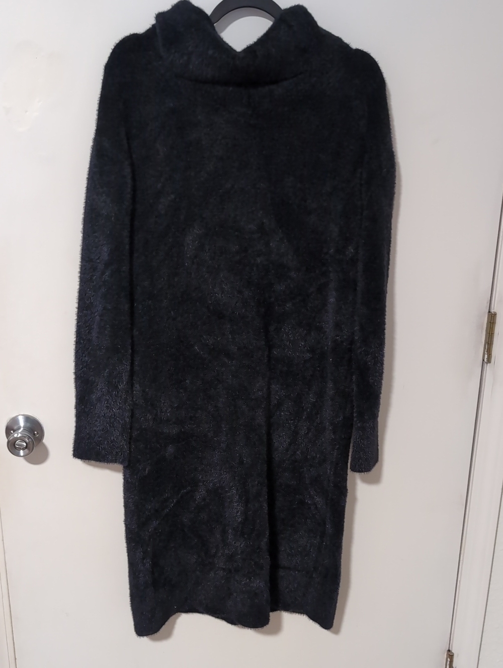 Banana Republic Black Long-Sleeve Fuzzy Knit Dress